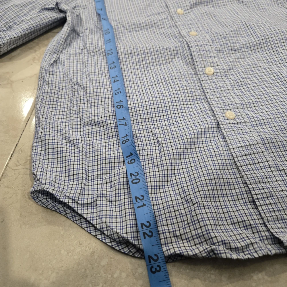 Polo Ralph Lauren Boys Long Sleeve Shirt M 10/12 Button Down Blue Plaid Stretch